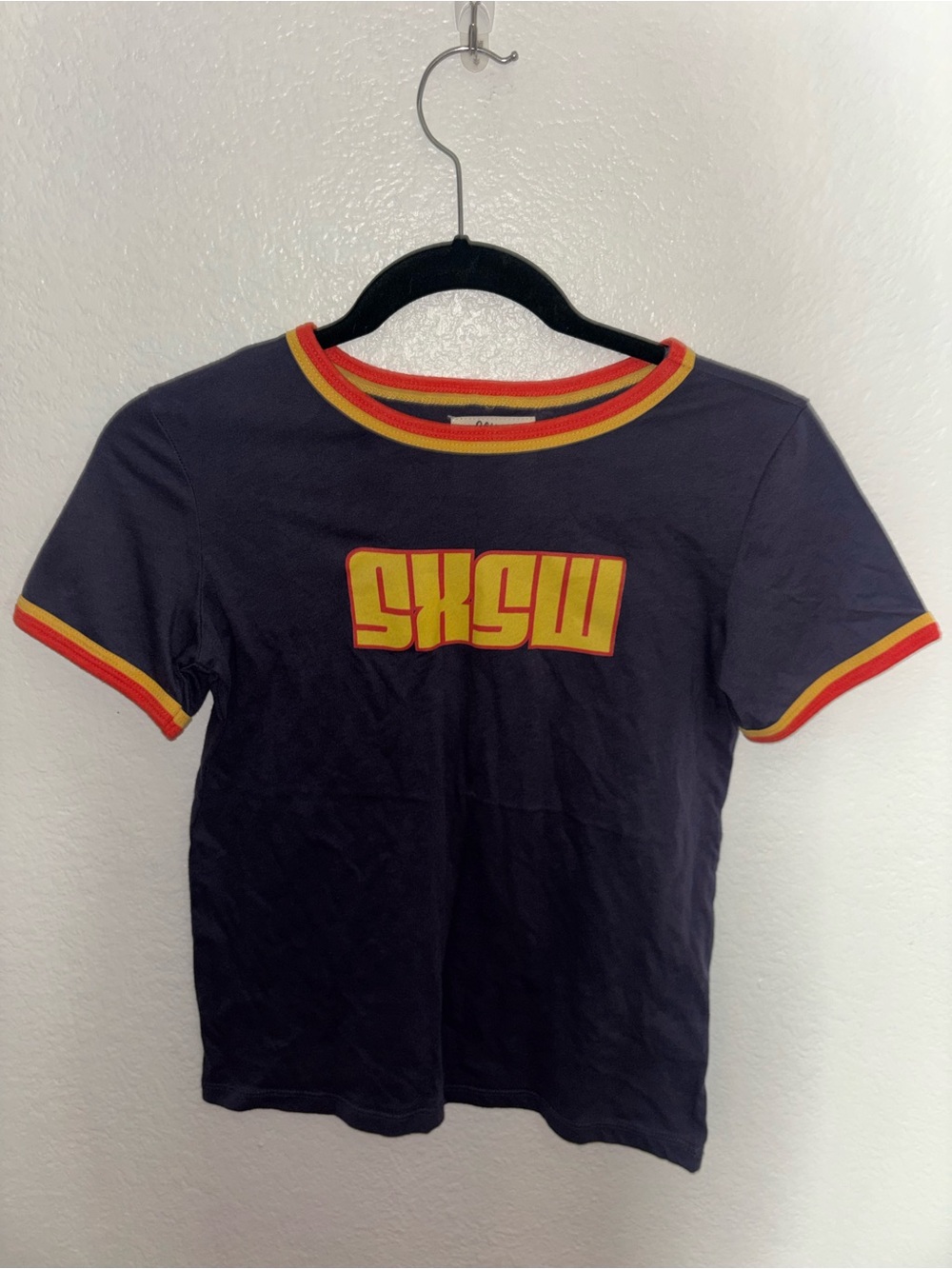 SXSW Cropped Graphic Tee with Cuffed Sleeves